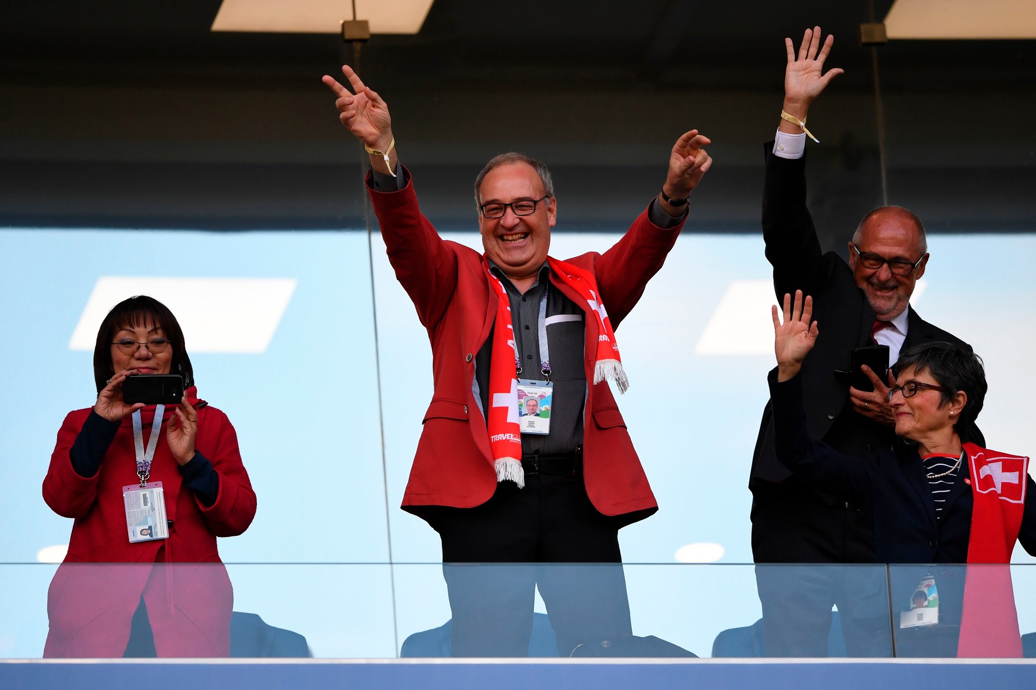 President Parmelin celebrating at national sports event